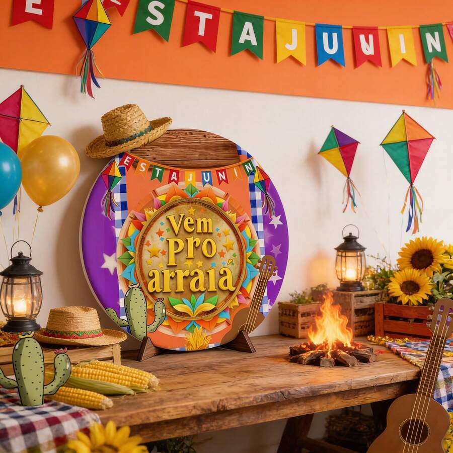 Round Panel Covers Table Panel 50x50 Festa Junina - MS-283 - 查看 1