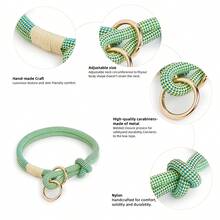 1pc Handmade Woven Pet Collar With Tech-Style Metal Buckle, Adjustable Neck Size, Dog Training P-Chain Collar, Suitable For Small, Medium And Large Dogs, Outdoor Running, Training, Walking, Leash - Multicolor - View 6
