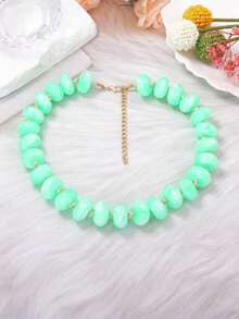 1pc Bohemian Exaggerated Chunky Multi-Color Beaded Choker Necklace, Vintage Acrylic Abacus Bead Necklace, Multiple Colors Available, Vacation Wedding Party Statement Accessory Gift - Abacus Bead Necklace - View 3
