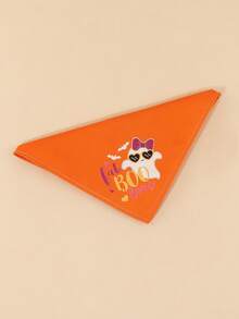 Polyester Material Comfortable Soft Cartoon Print Pet Scarf, Suitable For Cats And Dogs For Indoor Or Outdoor Use - Orange - View 5