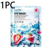 SADOER 1pc Strawberry Cooling Gel Mask, Moisturizing Facial Mask, Suitable For Dry And Dull Skin, Hydrating And Nourishing Formula Helps Replenish Moisture, Refresh Skin, Improve Dullness, Make Face Soft, Smooth And Radiant - Multicolor - View 8
