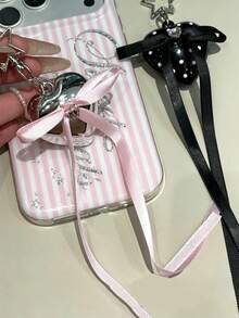 1 Buah Gantungan Ponsel Bentuk Hati Pita Busur Cantik Gaya Y2K, Aksesoris Gantungan Tas CCD, Rantai Kamera, Casing Earphone, Hadiah untuk Anak Perempuan - Berwarna merah muda - View 3