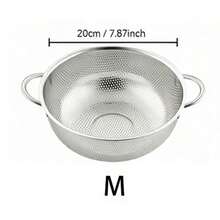 1pc Stainless Steel Strainer, Round Vegetable Filter, Kitchen Fruit Washing And Draining Mesh, Kitchen Accessory To Improve Kitchen Efficiency, Suitable For Vegetables, Rice And Fruit, Essential Home Drainage Accessory. - Silver - View 13