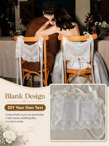 1 Set Bride & Groom/Wedding Chair Back Decor, Elegant Lace Chair Back Decoration With White Satin Ribbon, Romantic Outdoor Ceremony Reception Chair Cover, Country Garden Wedding Bride Table Decor, Wedding Party/Sweetheart Table Party Decoration, Aesthetic - View 11