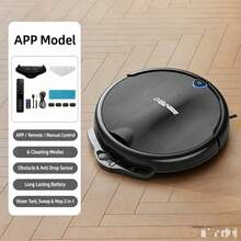 Aspiradora robot inteligente y totalmente automática, diseñada para uso doméstico, aspiradora eficiente con funciones de barrido, aspirado y trapeado en 3 en 1, limpieza integral del hogar - Negro - Ver 14