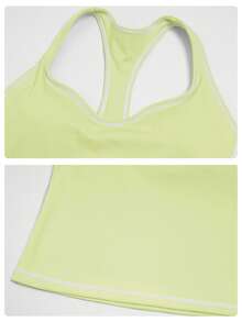 MFVIM Women's Colorblock Yoga Set With Double Shoulder Straps, Premium Sports Fitness Outfit For Running And Workout - Limelight Green - View 11
