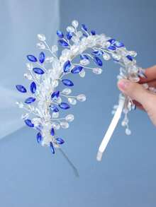 1pc Vintage Crystal Tassel Headband, Elegant Cool Bridal Wedding Hair Accessory - Multicolor - View 9