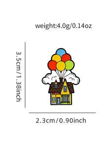 Cute Balloon Brooch Collection – Flying House And Clown Enamel Pins For Bag Jacket Accessories - Flying Balloon House - View 6