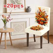 1/2/4/6/20 piezas Fundas para sillas de comedor, nueva llegada estética vintage con patrón de calabaza de otoño, flor y hoja de arce, fundas de decoración y protección para sillas de comedor, herramienta de renovación de sillas de comedor antiguas, adecuadas para decoración de escena de Acción de Gracias y festival de otoño en el hogar, restaurante, fundas de decoración y protección para sillas de habitación, fundas para sillas de comedor desmontables y lavables, regalo de vacaciones, regalo para el hogar - Multicolor - Ver 11