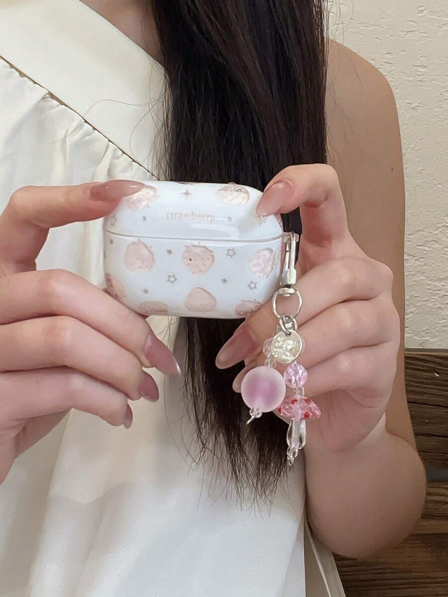 Fresh Pink Strawberry Protective Case Compatible With Apple 4, Pro 3, 1/2/3, Bluetooth Earphone Cover, IPod Case