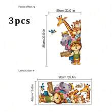 1/3/5 piezas Pegatinas de pared de bienvenida con animales salvajes de dibujos animados, jirafa, león, hipopótamo, pájaro, calcomanías de pared removibles, decoración de pared para entrada, dormitorio, fondo del hogar, regalo - Pegatinas de animales - Ver 12