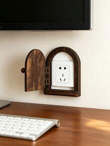 1pc Handmade Wooden Power Outlet Cover (Non-Electric), Handcrafted Wooden Design, Decorative Outlet Cover, Solid Wood Arched Switch Decorative Box, Rustic Country Style, Outlet Wall Cover, Control Panel, Suitable For Living Room Wall, Bedroom Decoration, Home Decor, Applicable To Hotel, B&B, Kitchen Outlet Decorative Box Protection, Enhancing Space Aesthetics - Brown - View 12