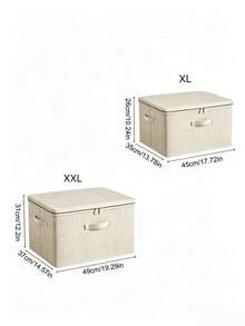 1 pieza Caja de almacenamiento plegable con tapa, color beige preferido por las mujeres, adecuado para uso doméstico y portátil, solución de combinación muy popular - Beis - Ver 9