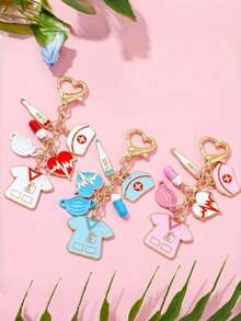 Nurses Day Keychain Cartoon Medical Charm Drop Oil Pendant For Nursing Students Graduation Gift Doctors Accessories - White - View 9