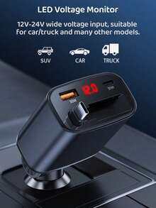 YITUMU Cargador de coche retráctil de 45W con pantalla LED, cargador rápido de teléfono para coche 4 en 1, con cables Tipo-C y para múltiples dispositivos, regalo práctico para conductores, accesorio esencial para el coche - A - Ver 8