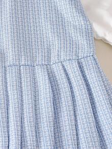 2pcs/Set Girls Toddler Simple Elegant Style Peter Pan Collar 3D Flower Long Sleeve Dress Spring Autumn - White - View 6