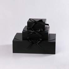 10pcs Black Gift Boxes With Lids, Groomsman Proposal Boxes, Luxury Black Gift Boxes With Ribbons For Wedding, Birthday, Party, Christmas, Bridesmaid, Graduation, Valentine's Day Gift Boxes - B-Black - View 4