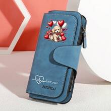 Dompet Panjang Wanita Kulit Matte Vintage Eropa & Amerika, Dompet Lipat Tiga dengan Banyak Slot untuk Kartu Kredit, dan Dompet Ponsel dengan Resleting & Kancing Jepret - MultiWarna - View 5