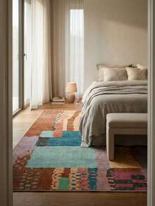 1 buah Karpet Klasik Maroko Motif Geometris Blok Warna Patchwork - Karpet Lembut Imitasi Kasmir, Cocok untuk Kamar Mandi, Dapur, Pintu Masuk, Lorong, Samping Tempat Tidur, Ruang Tamu, Kamar Tidur, Dapat Dicuci dengan Mesin Sepanjang Musim, Ukuran Besar, Dekorasi Rumah yang Estetis - MultiWarna - View 5