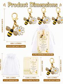 60pcs/20sets Bohemian Style Bee Keychains Party Favors Baby Shower Gender Reveal Party Return Gifts Baptism Christening Birthday Party - Multicolor - View 13