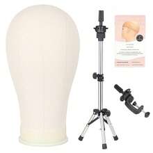 22 Inch Canvas Wig Mannequin Head With Stand And Wig Cap For Wig Trimming Display And Making - View 14