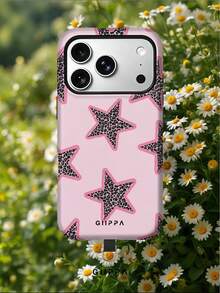 GIIPPA 1組淡粉色豹紋星星設計手機殼+平板保護殼，適用於Phone 17 Pro Max，相容Phone 16 Pro Max、15 Pro Max、14 Pro Max，韓系高端時尚趣味手機殼，相容11/12/13/14/15/16 Pro Max Plus，優雅設計男女皆宜，送女友的聖誕節、情人節、復活節、婚禮季與生日完美禮物 - 粉色 - 查看 9