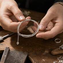 One Piece Silver Granule Wrapped Freshwater Pearl Bracelet Geometric Light Luxury Daily Commute Chic Accessory - A - View 11