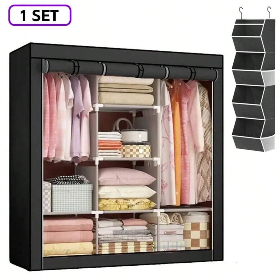 LÈRFM [Okadytop] Stainless Steel Freestanding Closet Organizer - Black - View 1