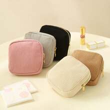 1pc Portable Zipper Bag Sanitary Pads & Tampons Storage Pouch, Multi-Functional Cosmetic Bag, Travel Essential Accessory Gift - Multicolor - View 1