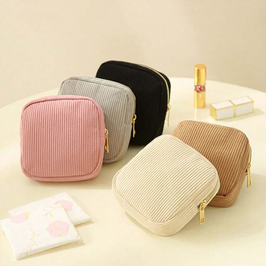 1pc Portable Zipper Bag Sanitary Pads & Tampons Storage Pouch, Multi-Functional Cosmetic Bag, Travel Essential Accessory Gift - Multicolor - View 1