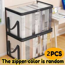 2/1 Heavy Duty Transparent PVC Storage Box, Foldable With Visible Window Storage Bag, Thickened Waterproof Rectangular Container, Suitable For Books, Toys, Stationery And Snacks, Space-Saving Home And Classroom Storage, Practical Holiday Gift Choice - Multicolor - View 2