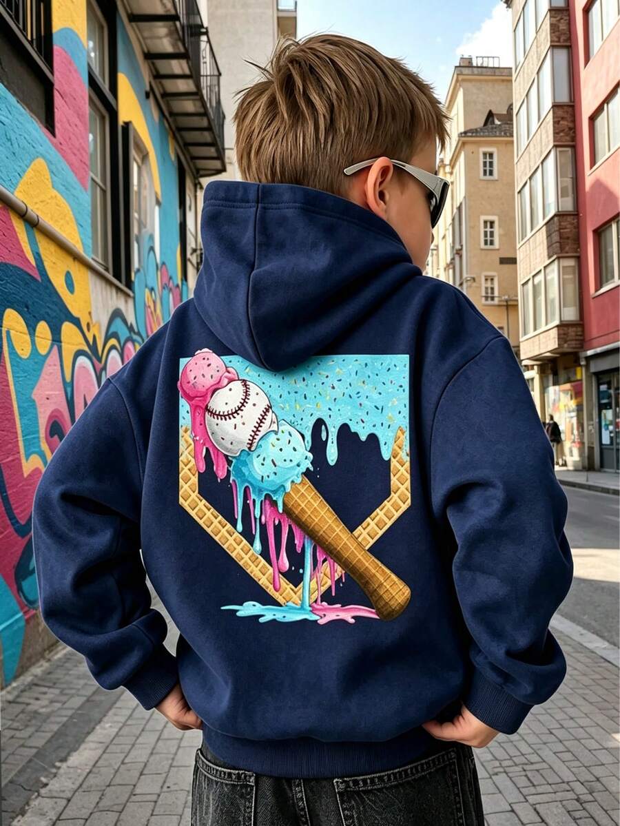 1件装青少年男童保暖连帽卫衣,温暖舒适,适合青少年男孩秋冬季穿着,休闲/时尚/日常/街头/度假/上学/男女通用/个性化定制 - 藏蓝色 - 查看 1