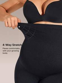 Maternity Soft Elastic Waist Comfortable Belly Support Shorts - Black - View 4