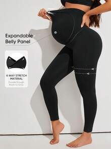Women's Maternity Solid Color High Waist Seamless Leggings Vacation Black - Black - View 1