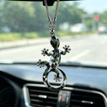 1pc Lucky & Gecko Car Hanging Ornament/Rearview Mirror Pendant/Fun Alloy Chain Car Decoration Gift - Gecko Pendant - View 8