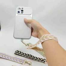 1 buah Tali Gantungan Ponsel Pendek dengan Liontin Mutiara, Tali Kain Lebar Gaya Gelang yang Dapat Diatur, Tahan Lama dan Modis, Kompatibel dengan iPhone/Semua Seri Smartphone - MultiWarna - View 2