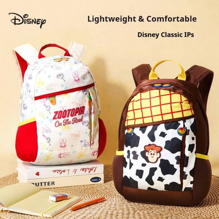 Disney Cartoon Toy Story Lightweight Back-To-School Backpack, Large Capacity, Burden-Reducing, Woody/Nick, 34*23*13cm - Single Piece - View 1