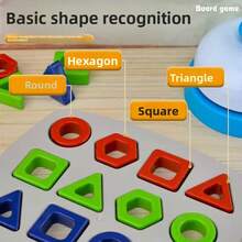 Children's Geometric Shape Matching Racing Board Game, Early Education Color And Shape Recognition Toy, 2-Player Battle With Buzzer, Parent-Child Interactive Desktop Game, Develop Hand-Eye Coordination And Concentration, Montessori Educational Tool, Toddler Puzzle Gift - Multicolor - View 5