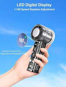 Portable Handheld Turbo Ice Fan, 1-100 Speed Adjustable Rechargeable Personal Fan With Ice Compress Cooling, Mini Fan For Travel Vacation Camping - Black - View 2