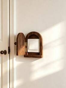 1pc Handmade Wooden Power Outlet Cover (Non-Electric), Handcrafted Wooden Design, Decorative Outlet Cover, Solid Wood Arched Switch Decorative Box, Rustic Country Style, Outlet Wall Cover, Control Panel, Suitable For Living Room Wall, Bedroom Decoration, Home Decor, Applicable To Hotel, B&B, Kitchen Outlet Decorative Box Protection, Enhancing Space Aesthetics - Brown - View 11