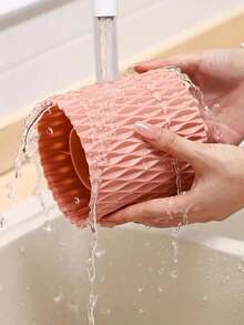 1pc 360° Rotating Large Capacity Makeup Brush Holder, Portable Dust-Proof Cosmetic Storage Cup, Suitable For Lipstick, Eyebrow Pencil And Eyeshadow Brush - Multicolor - View 4