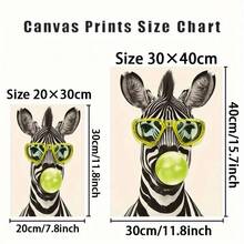 1pc Frameless Canvas Painting: Fashionable Zebra Wearing Glasses - Quirky Black And White Striped Animal Wall Art. Suitable For Living Room, Bedroom, Office, Dining Room And Bar Unique Creative Decor; Perfect Gift. - 777 - View 9