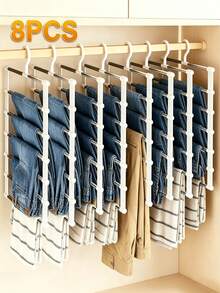 Multi-Layer Stainless Steel Pants Rack - Space-Saving Closet Organizer - Non-Slip, Stackable Design - Suitable For Pants, Jeans, Scarves And Dress Pants - For Closet Storage And Organization - Multicolor - View 3