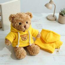 20cm 30cm 40cm 50cm Doll Clothes Yellow Bear Embroidered Fleece Hoodie With Drawstring Soft Mini Hooded Sweatshirt For Plushie Photography And Doll Collection - Yellow - View 2