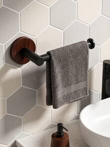 Modern Towel Rack No-Drill Wall-Mounted Storage Rack Black Single Bar Towel Hook Strong Load-Bearing Capacity Suitable For Towels And Face Cloths Space-Saving Storage Organizer Home Kitchen Supplies Bathroom Accessories - Multicolor - View 1