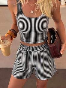Women Two-Piece Outfits - 黑白 - 查看 1