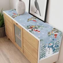 Christmas Snowman Snowflake Xmas Tree Table Runner Reusable Winter Kitchen Dining Table Runner Christmas Decorations - Multicolor - View 7