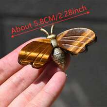 1pc Natural Mixed Color Quartz Crystal Bee Statue, Hand Carved Mini Animal Totem, Healing Stone Fairy Garden Home Decor Cute Gift - Multicolor - View 7