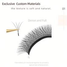 12 Rows 4D-W Triple Tips Eyelash Extensions, 0.07mm D Curl Hand Woven Mesh Net Cross Lashes, Premium Soft Light Professional Makeup Lash Supplies - Black - View 3