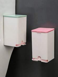 1Pc Wall-Mounted Sanitary Napkin Dispenser Box, Dustproof Moistureproof Feminine Hygiene Storage Box With Lid, Sanitary Pad Tampon Holder, Bathroom Organizer For Home Decor Fall Decor Back To School - Multicolor - View 4